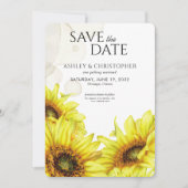 Waterverf Zonnebloem Trouwdouche Save The Date (Voorkant)