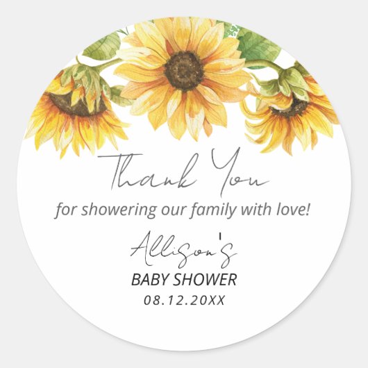 Waterverf Zonnebloem Tuinhout Neutraal geslacht Ronde Sticker (Voorkant)