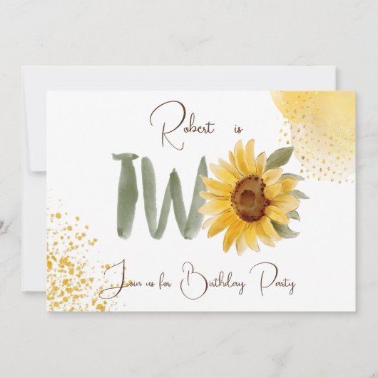 Waterverf zonnebloem tweede uitnodiging (Voorkant)