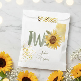 Waterverf zonnebloem tweede verjaardag bedankzakje