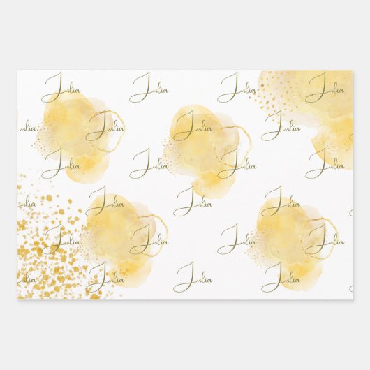 Waterverf zonnebloem tweede verjaardag inpakpapier vel (Voorkant 3)