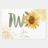 Waterverf zonnebloem tweede verjaardag inpakpapier vel (Voorkant)