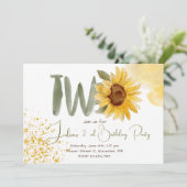 Waterverf zonnebloem tweede verjaardag kaart (Staand voorkant)