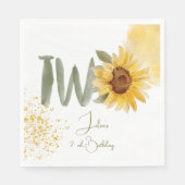 Waterverf zonnebloem tweede verjaardag servet (Voorkant)