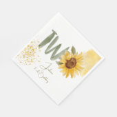 Waterverf zonnebloem tweede verjaardag servet (Hoek)