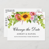 Waterverf Zonnebloem Verander de datum Briefkaart (Voorkant / Achterkant)