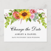 Waterverf Zonnebloem Verander de datum Briefkaart (Voorkant)