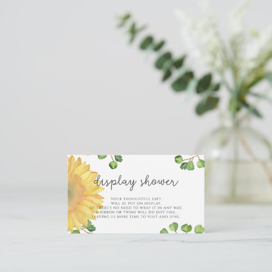 Waterverf zonnebloem Vertonende douche Informatiekaartje (Staand voorkant)