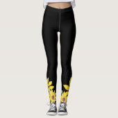 Waterverf Zonnebloem Vibrant Geel Handje Gepilisee Leggings (Voorkant)