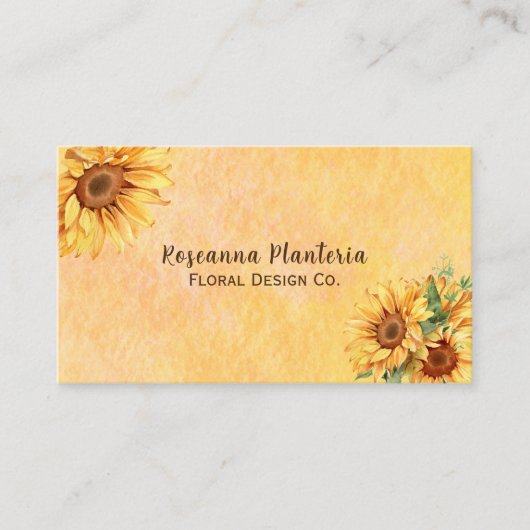 Waterverf Zonnebloem Visitekaartje (Voorkant)