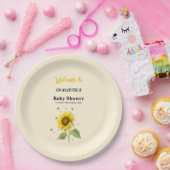 Waterverf Zonnebloem & Vlinders Baby shower Papieren Bordje (Feest)