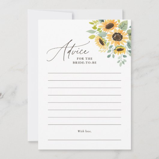 Waterverf Zonnebloem Vrijgezellenfeest Advies Kaar Kaart (Voorkant)