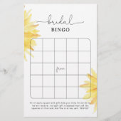 Waterverf zonnebloem vrijgezellenfeest bingo (Voorkant)