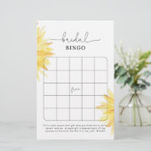 Waterverf zonnebloem vrijgezellenfeest bingo (Staand voorkant)