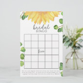 Waterverf zonnebloem vrijgezellenfeest bingo (Staand voorkant)