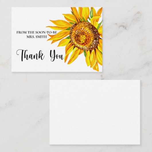 Waterverf Zonnebloem vrijgezellenfeest dank je kaa Informatiekaartje (Voorkant / Achterkant)