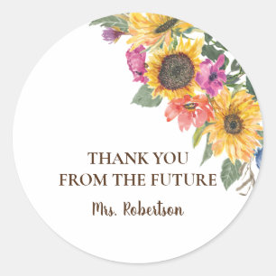 Waterverf Zonnebloem Vrijgezellenfeest Hartelijk d Ronde Sticker