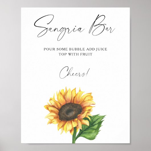 Waterverf zonnebloem Vrijgezellenfeest sangria bar Poster (Voorkant)