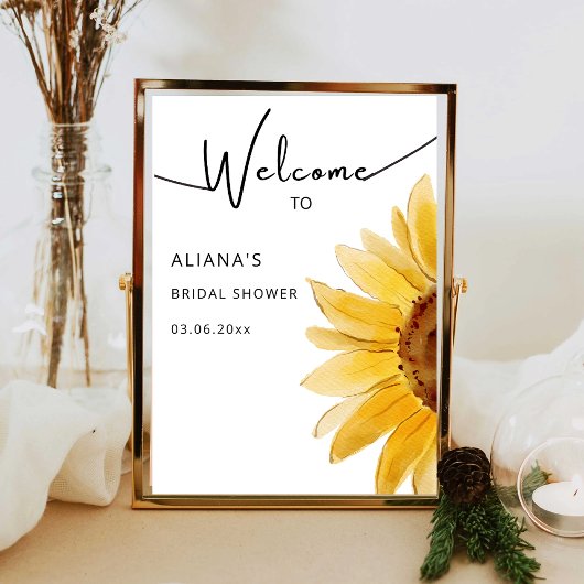 Waterverf Zonnebloem vrijgezellenfeest Welkomsttek Poster