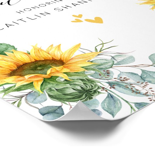 Waterverf Zonnebloem Vrijgezellenfeest Welkomsttek Poster (Hoek)