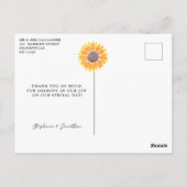 Waterverf Zonnebloem Weddenschap Hartelijk dank Briefkaart (Achterkant)
