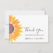 Waterverf Zonnebloem WeddenschapDankuwel Bedankkaart (Voorkant)