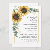 Waterverf Zonnebloem Wedding Repetitie Diner Kaart (Voorkant / Achterkant)