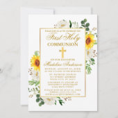 Waterverf Zonnebloem White Floral First Community Kaart (Voorkant)