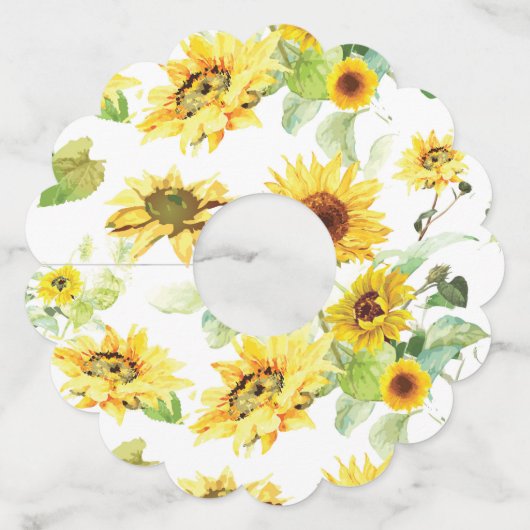 Waterverf Zonnebloem Wijnglaslabel (Voorkant)