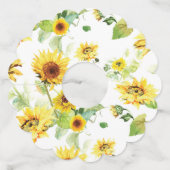 Waterverf Zonnebloem Wijnglaslabel (Achterkant)