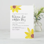 Waterverf Zonnebloem Wilde Bloem Rustic Wedding Kaart (Staand voorkant)