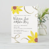 Waterverf Zonnebloem Wilde Floral Swirl Wedding (Staand voorkant)