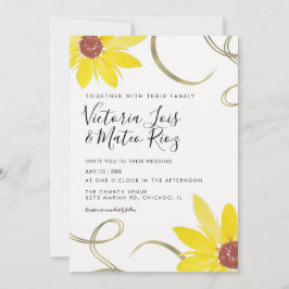 Waterverf Zonnebloem Wilde Floral Swirl Wedding