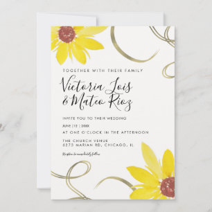 Waterverf Zonnebloem Wilde Floral Swirl Wedding