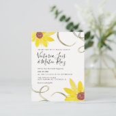 Waterverf Zonnebloem Wilde Floral Swirl Wedding Briefkaart (Staand voorkant)