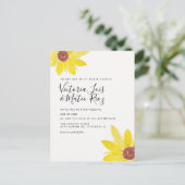 Waterverf Zonnebloem Wilde Floral Yellow Wedding Briefkaart (Staand voorkant)