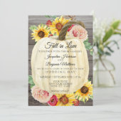 Waterverf Zonnebloem Witte pompoen Wooden Kaart (Staand voorkant)