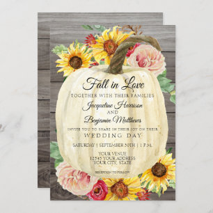 Waterverf Zonnebloem Witte pompoen Wooden Kaart