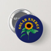 Waterverf Zonnebloem Zonneenergie Navy Blue Ronde Button 5,7 Cm (Voorkant /achterkant)