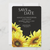 Waterverf Zonnebloem Zwart Trouwdouche Save The Date (Voorkant)