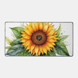 waterverf zonnebloembladeren handgetekende bloemen bureaumat