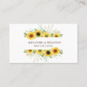 Waterverf Zonnebloembruiloft Website Invoegen kaar Plaatskaartje (Achterkant)