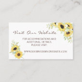 Waterverf Zonnebloembruiloft Website Invoegen kaar Plaatskaartje (Voorkant)