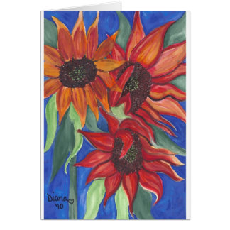 Waterverf Zonnebloemen