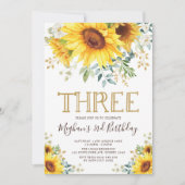 Waterverf Zonnebloemen 3e verjaardag Zomer Floral Kaart (Voorkant)