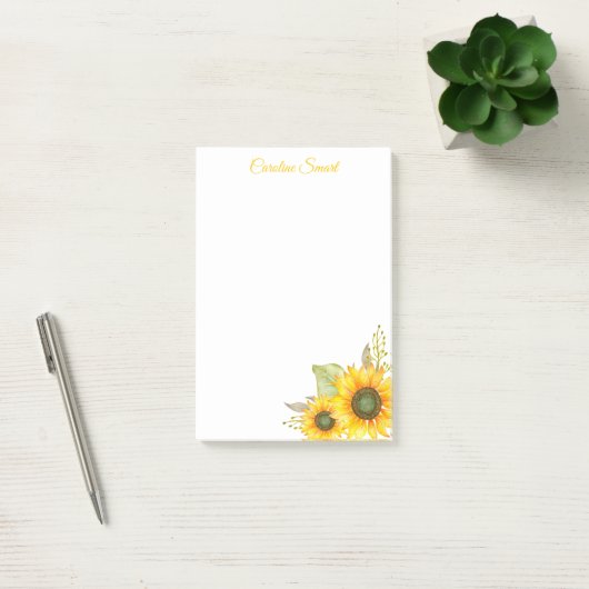 Waterverf Zonnebloemen - Aangepaste banketbakkerij Post-it® Notes (Kantoor)