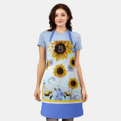 Waterverf Zonnebloemen Aangepaste Monogram Schort (Gedragen)