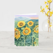 Waterverf zonnebloemen aanpasbaar kaart (Gele Bloem)