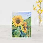 Waterverf zonnebloemen aanpasbaar kaart (Gele Bloem)