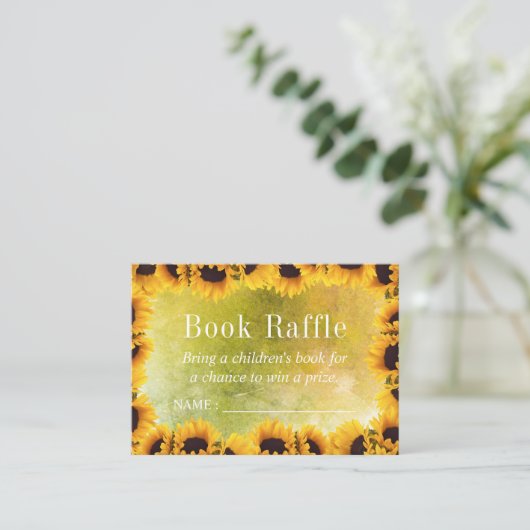 Waterverf Zonnebloemen Baby Raffle Tickets Informatiekaartje (Staand voorkant)